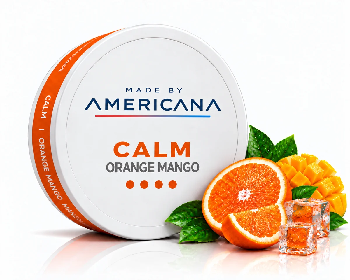 Made By Americana Calm orange mango oral pouch tin