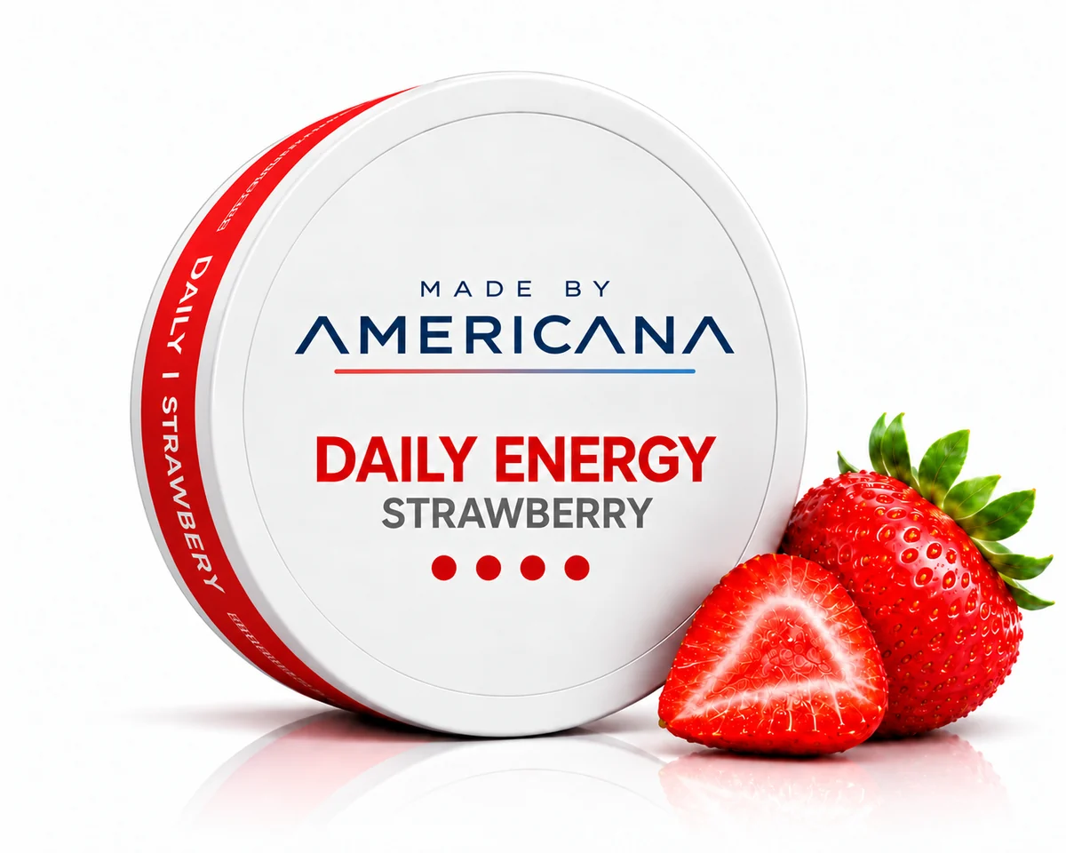 Made By Americana strawberry oral pouch tin with strawberries